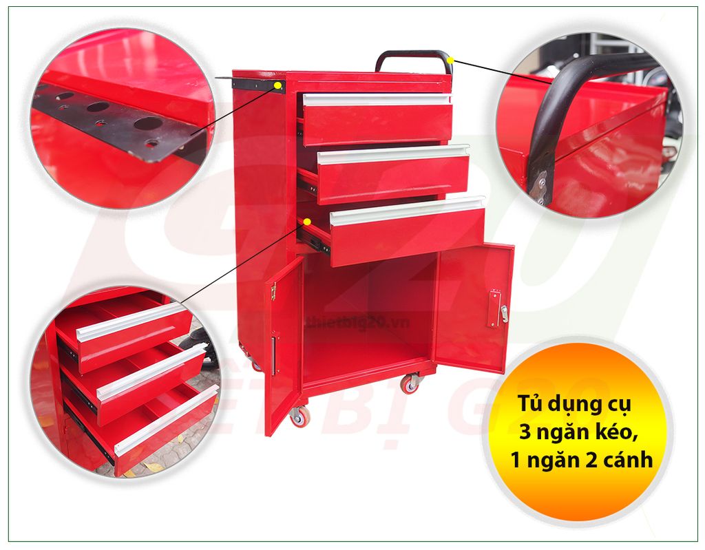 Tủ dụng cụ 3 ngan kéo, 1 ngăn 2 cánh