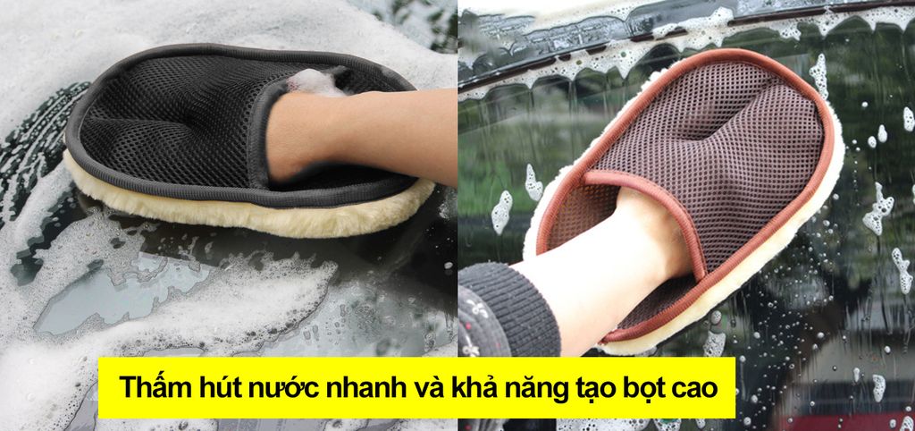 Găng tay rửa xe lông cừu 1 mặt