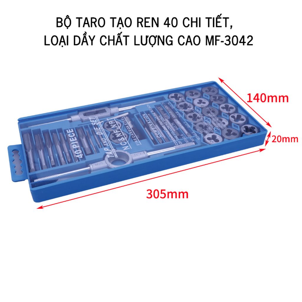 Bộ taro tạo ren 40 chi tiết, loại dầy chất lượng cao MF-3042